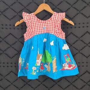 Eleanor Rose girls Little Red Riding hood top red gingham Size 6-7 Kidcore